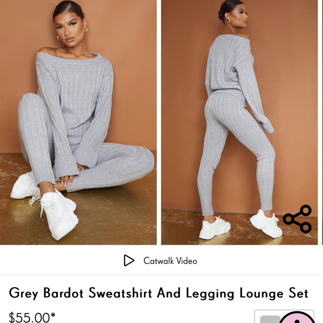 Grey Bardot Sweatshirt And Legging Lounge Set from - Depop