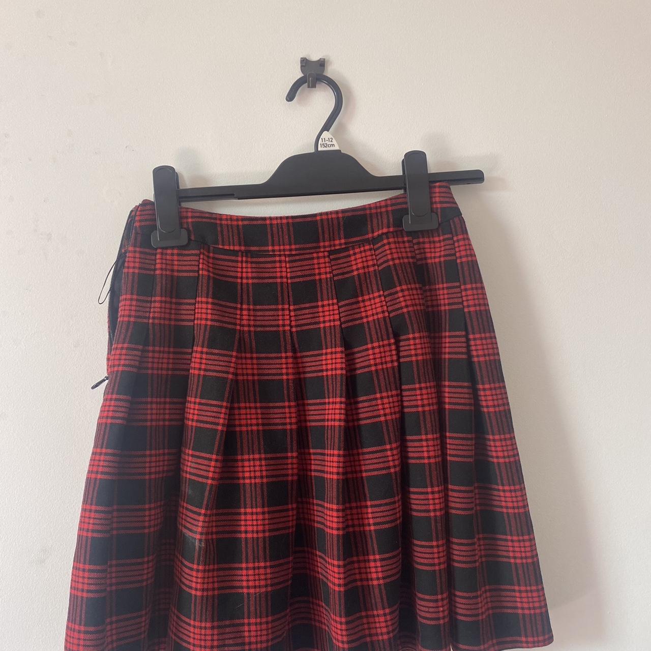 new look red checkered pleated skirt original price... - Depop