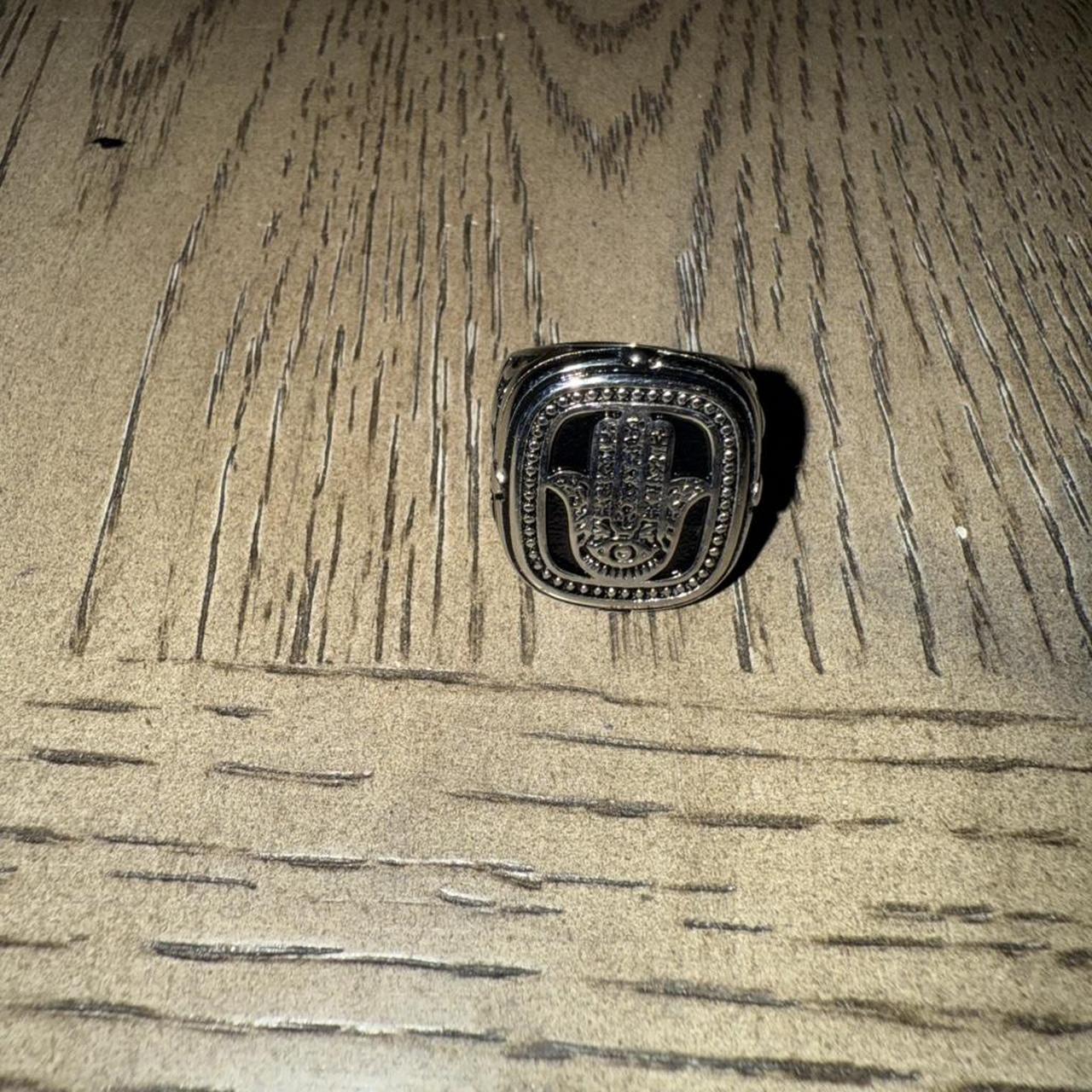 Men's Ring - Silver/Gold – Silver Hamsa ring with… - image 1