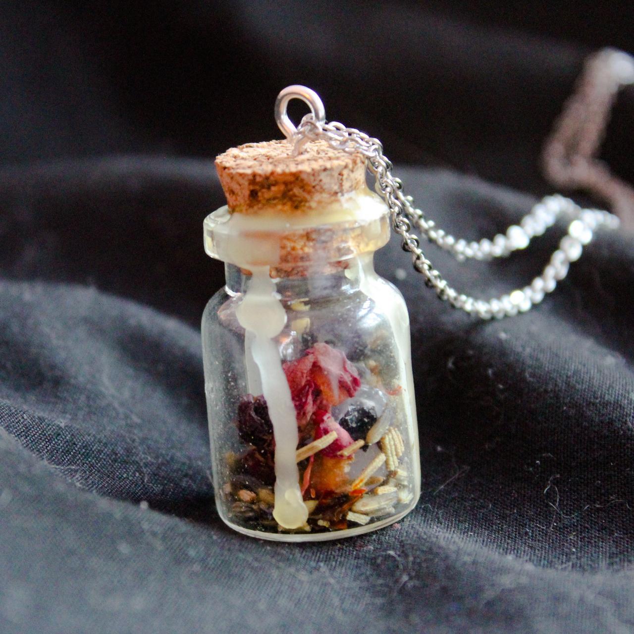 Spell jar necklace used for protection
