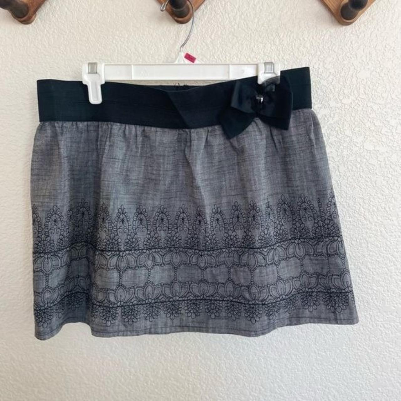 Heart Soul | Mini cotton black and grey skirt with... - Depop