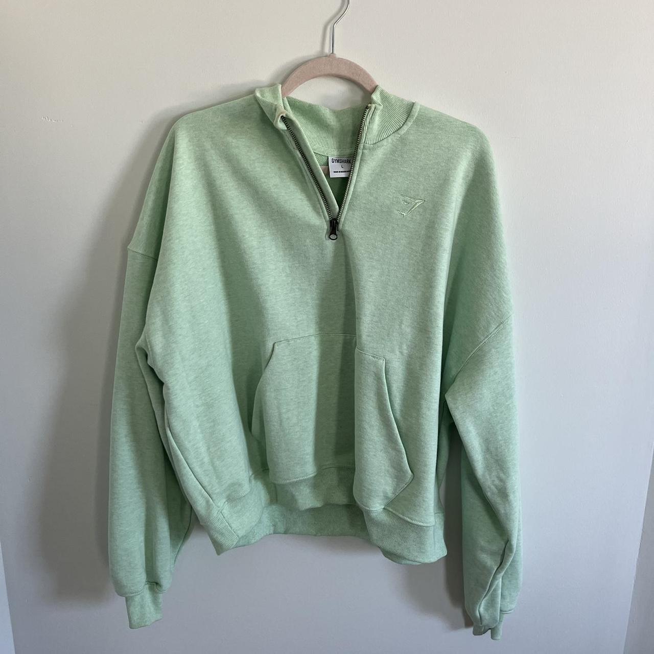 gym shark oversized quarter zip in green great for... - Depop