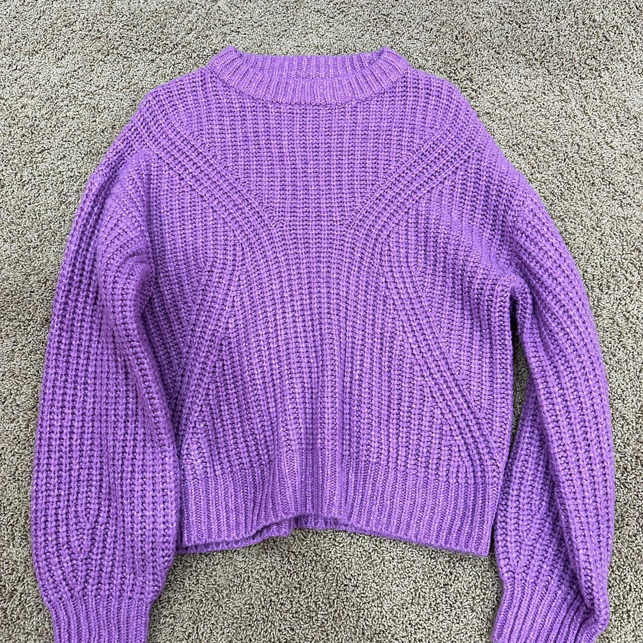 Big fuzzy purple knit sweater. Only worn a couple of... - Depop