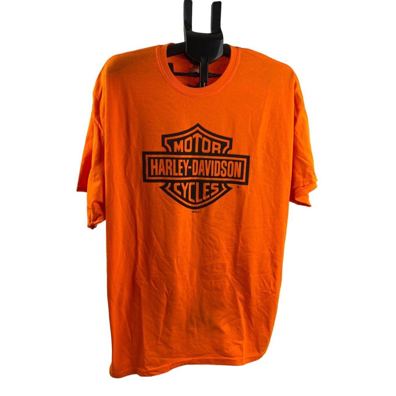 Harley Davidson Men's Orange T-shirt | Depop