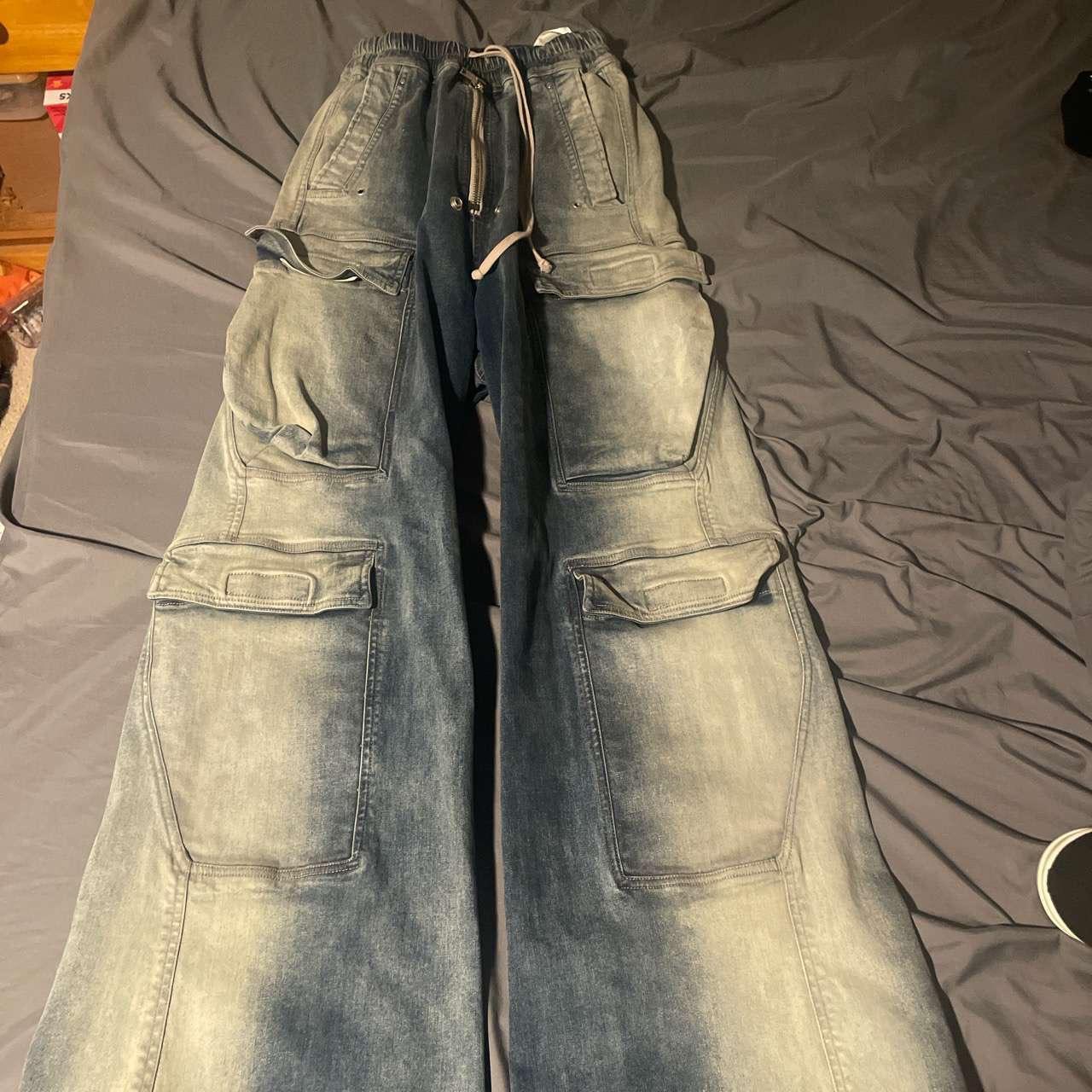 rick owen blue bela cargos *DM BEFORE... - Depop