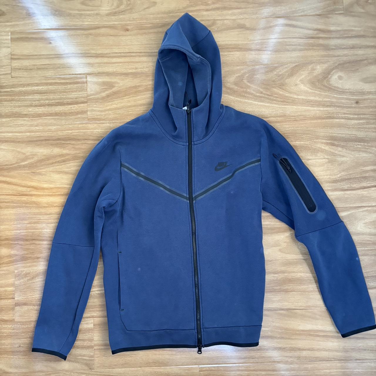 Nike tech-fleece navy blue jacket - Depop