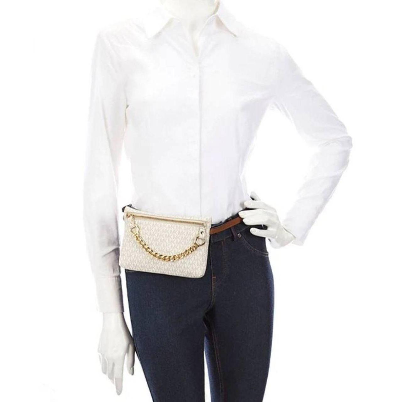 Amazoncom  Michael Kors MK Fanny Pack Belt With Pull Chain BlackGrey  LARGE  Waist Packs