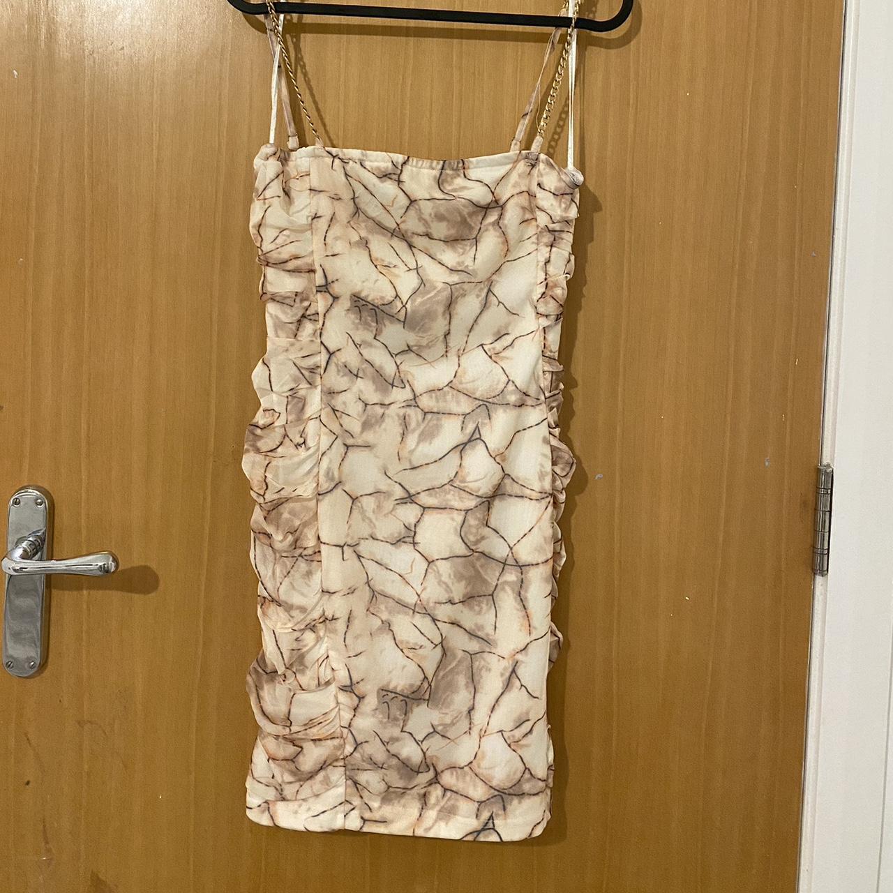 Marble Cream Dress Gold Chain Straps. Size 8 Depop