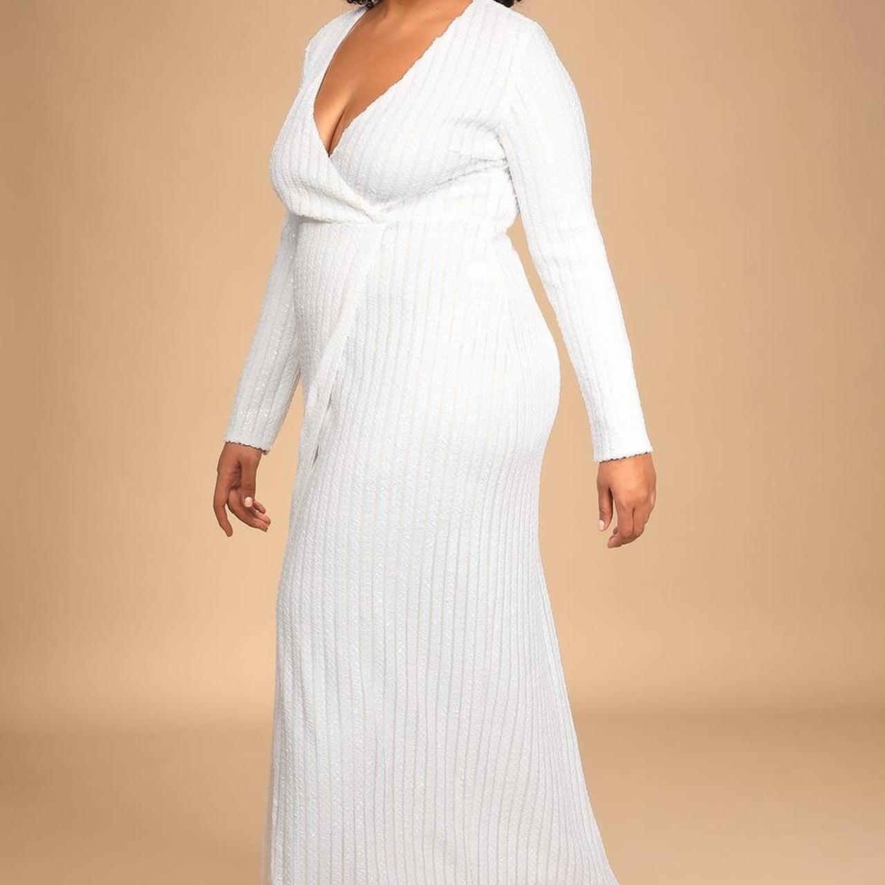 Love Lasts Forever White Sequin Long Sleeve Maxi Dress