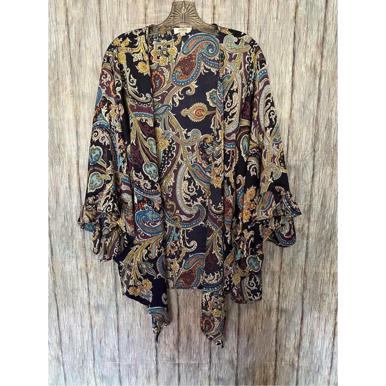 Umgee boho paisley oversized sleeve kimono size S - Depop