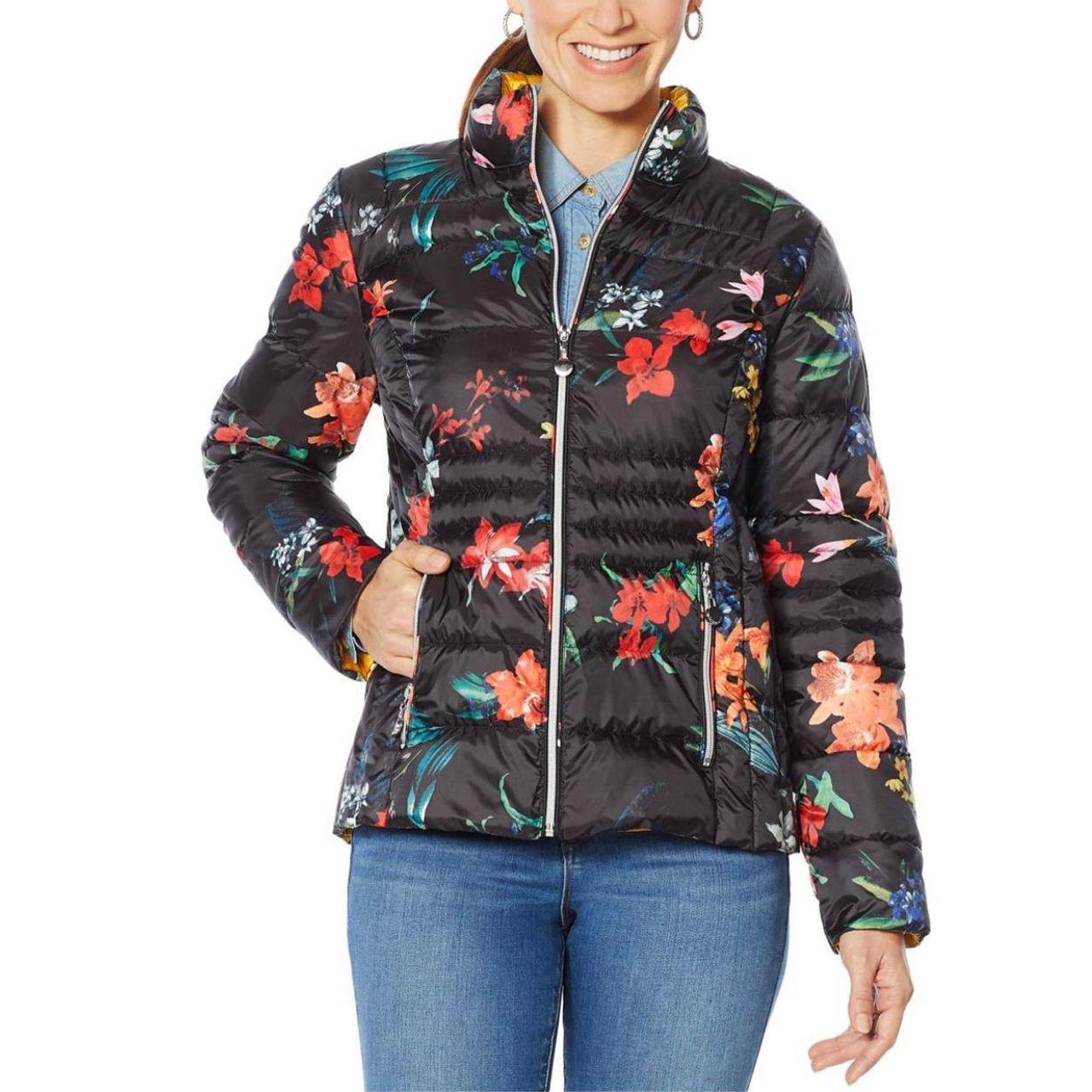 Laurier & Co Packable Multi Floral Puffer Jacket size M - Depop