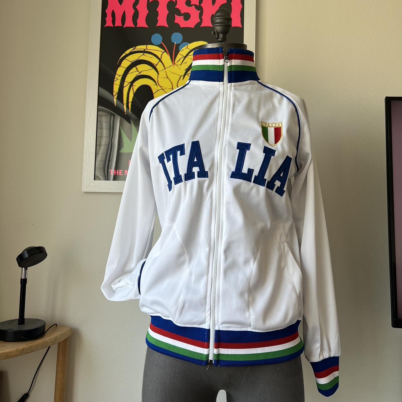 Women's White and Blue Jacket | Depop