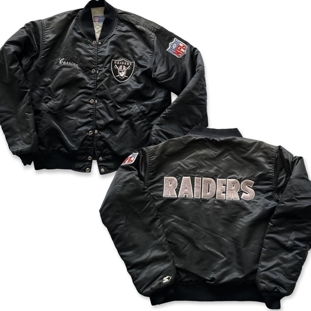 Vintage 80s/90s Los Angeles Raiders Nfl Silver Satin Bomber