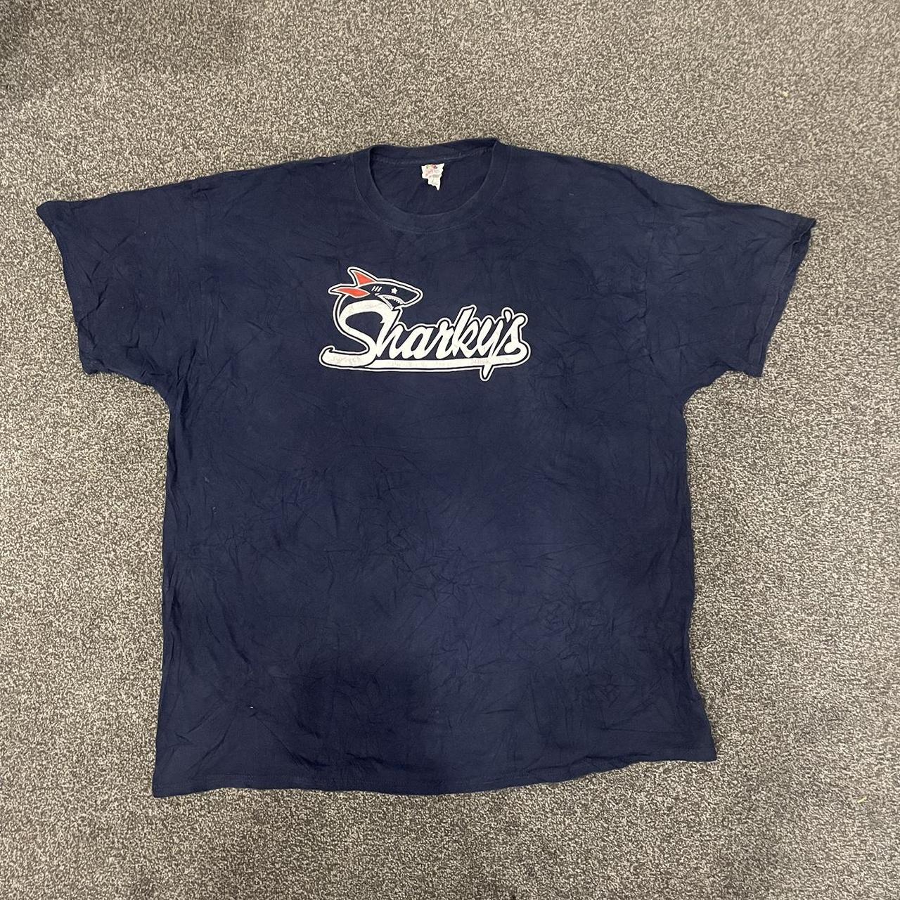 - sharkys ‘Cantina’ navy college tshirt - Fits L... - Depop