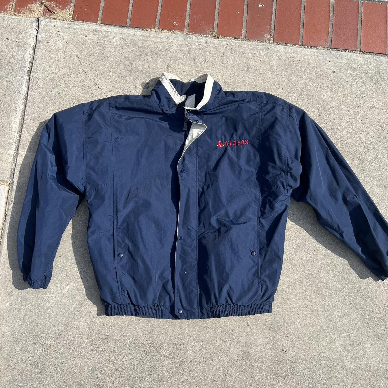 Item: 2003 Red Sox jacket Size: XL Condition: used - Depop