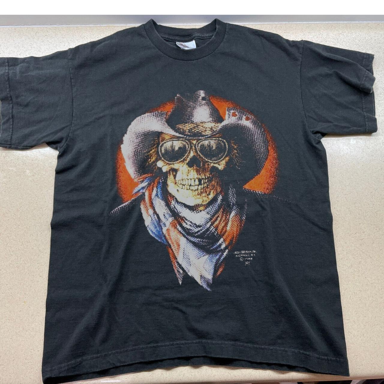 3d SKELETON REBEL COWBOY T-SHIRT Heavy cotton usa... - Depop