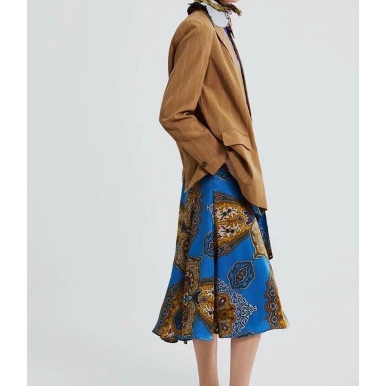 Zara Women's Midi Skirt - Blue/Gold - M – ZARA Sa… - image 2