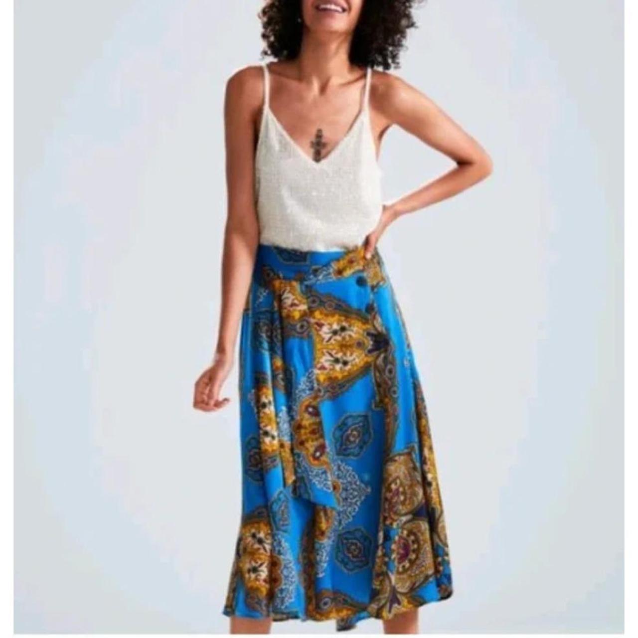 Zara Women's Midi Skirt - Blue/Gold - M – ZARA Sa… - image 3