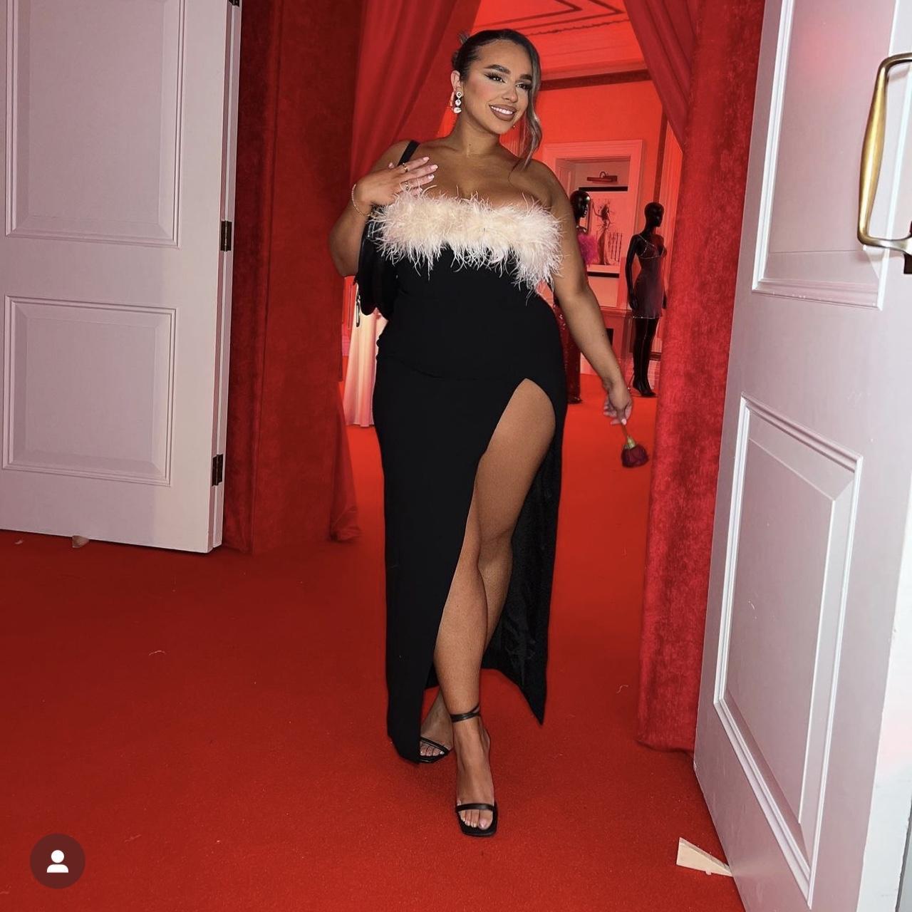 House of cb feather trim black dress Sold out... Depop