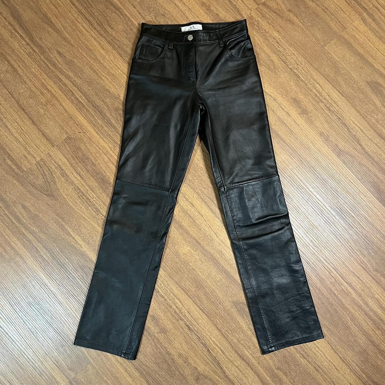 Armani Exchange leather pants Black genuine leather... - Depop