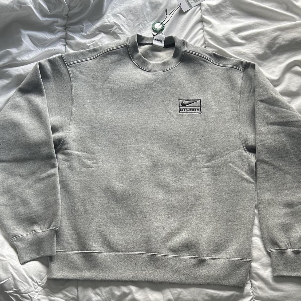 grey nike x stussy sweatshirt open to reasonable... - Depop