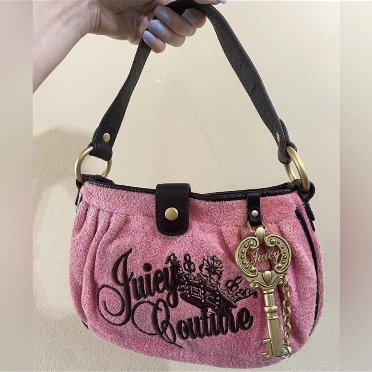 Juicy Couture Small Terrycloth Shoulder Bag Pink... - Depop