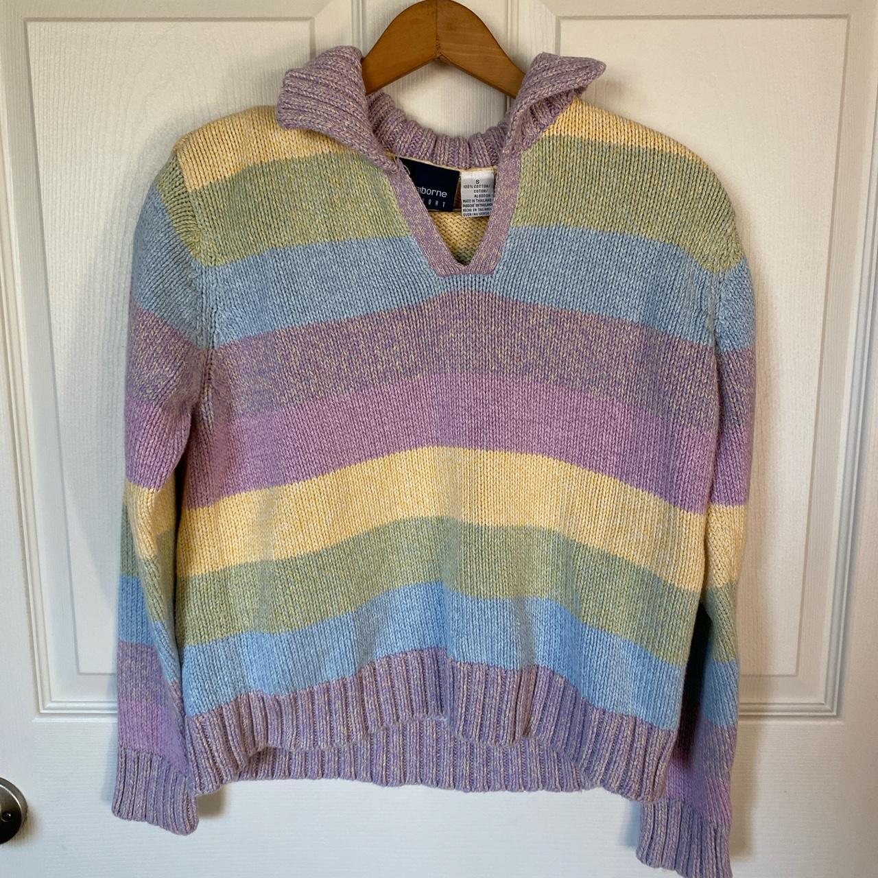 Liz Claiborne Women's Purple and Yellow Jumper | Depop