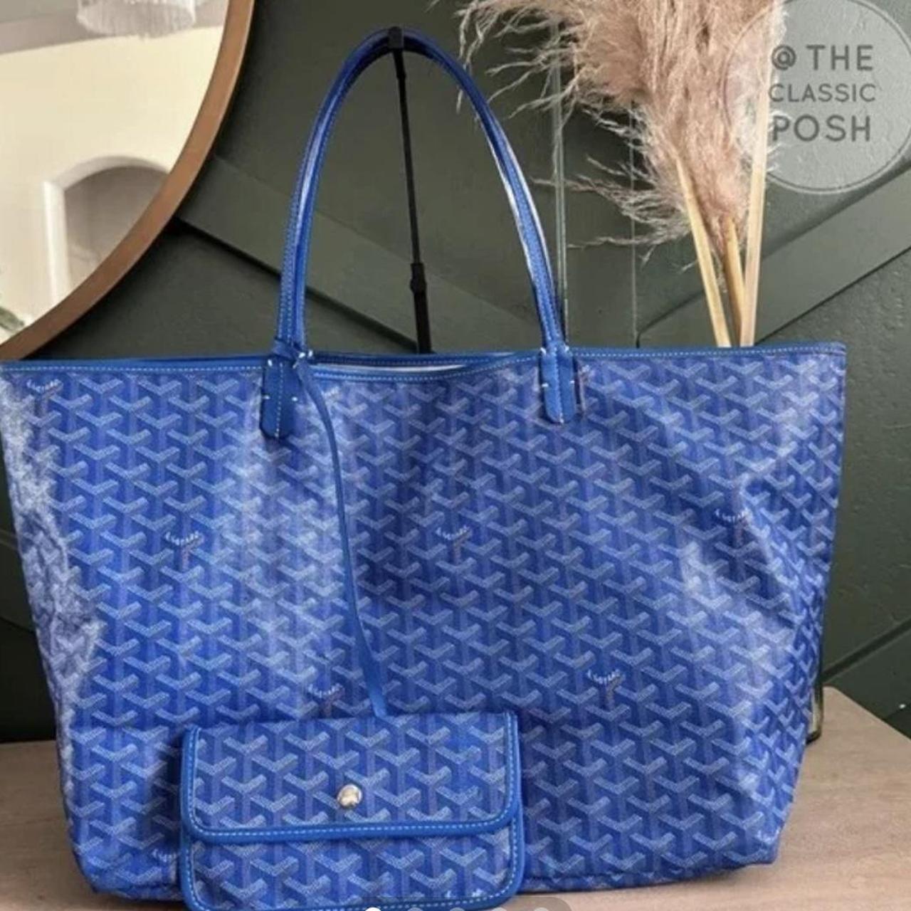 goyard blue tote bag