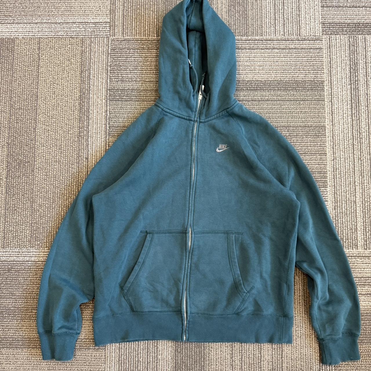 Nike Men's Hoodie Blue/Green L – Green Vintage Y2K Nike Zip Up