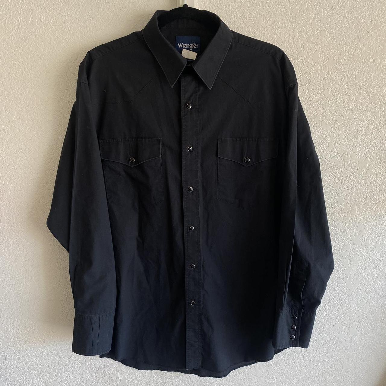 Vintage black Wrangler Western button up shirt with... - Depop
