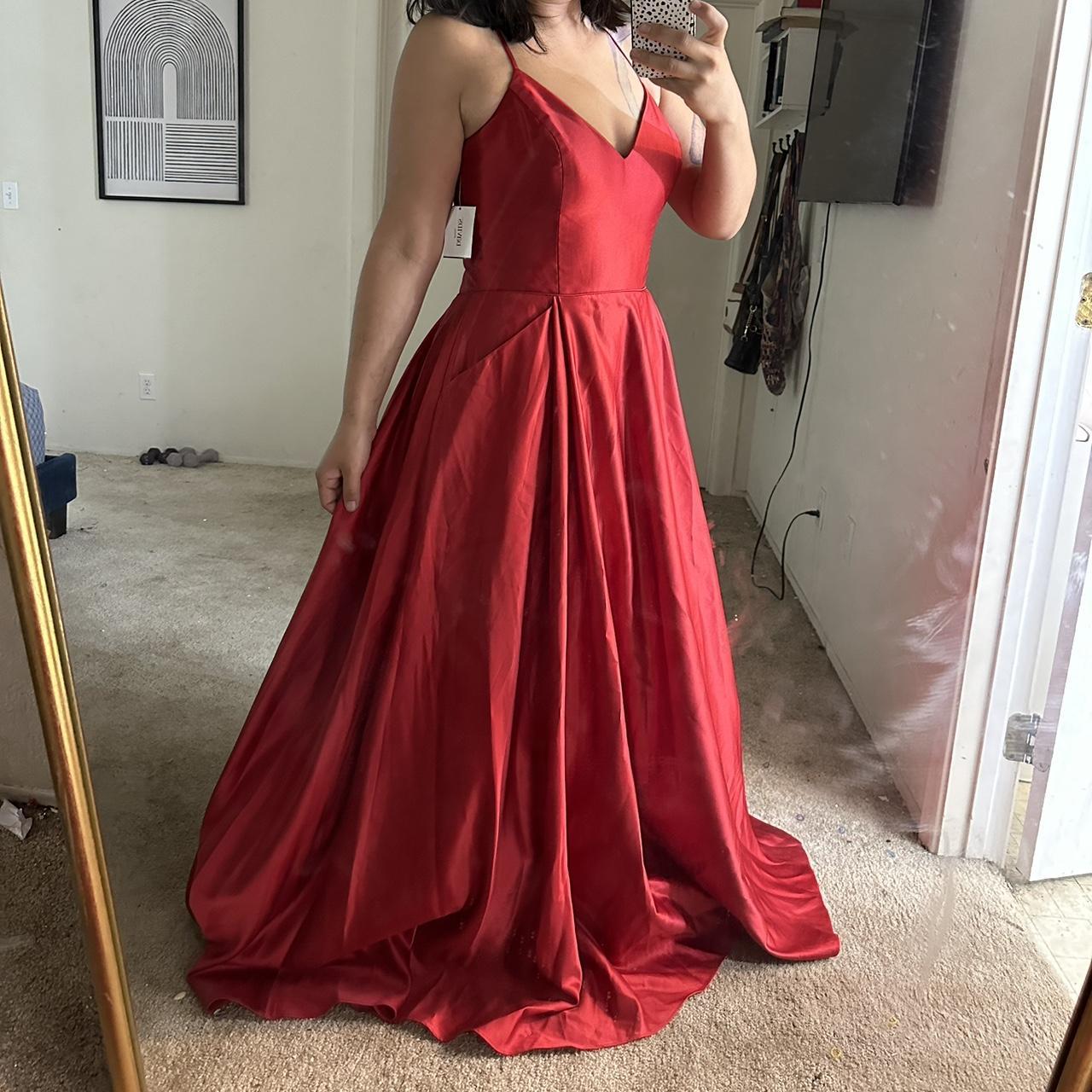 David s Bridal Red Satin Ball Gown dress size 11. Depop