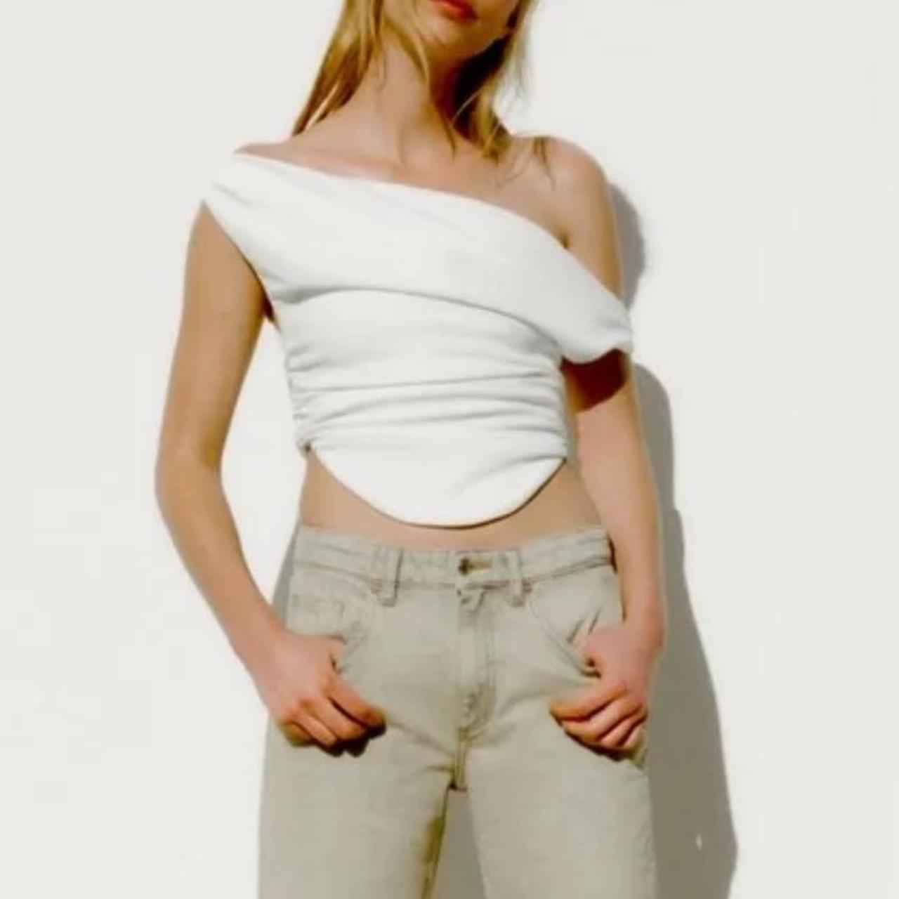 Zara white draped crop top Depop