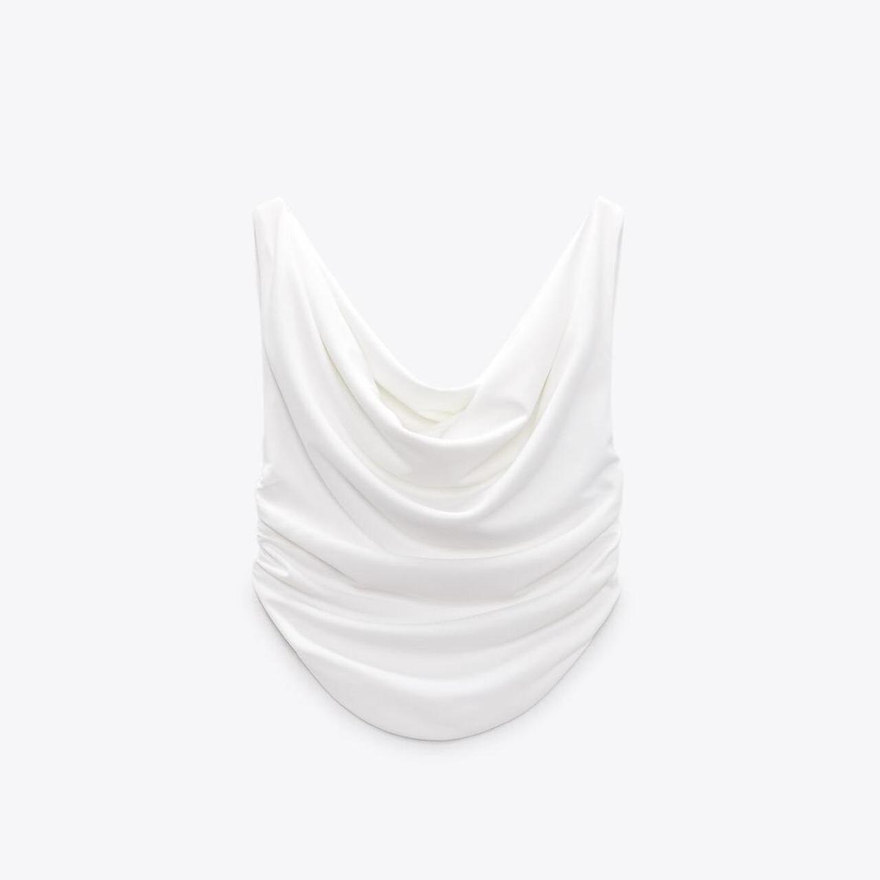 Zara white draped crop top Depop