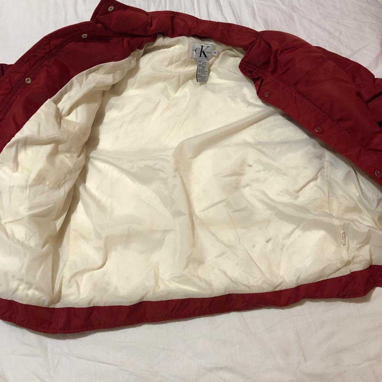 Calvin Klein Jeans Men's Red and White Jacket | Depop