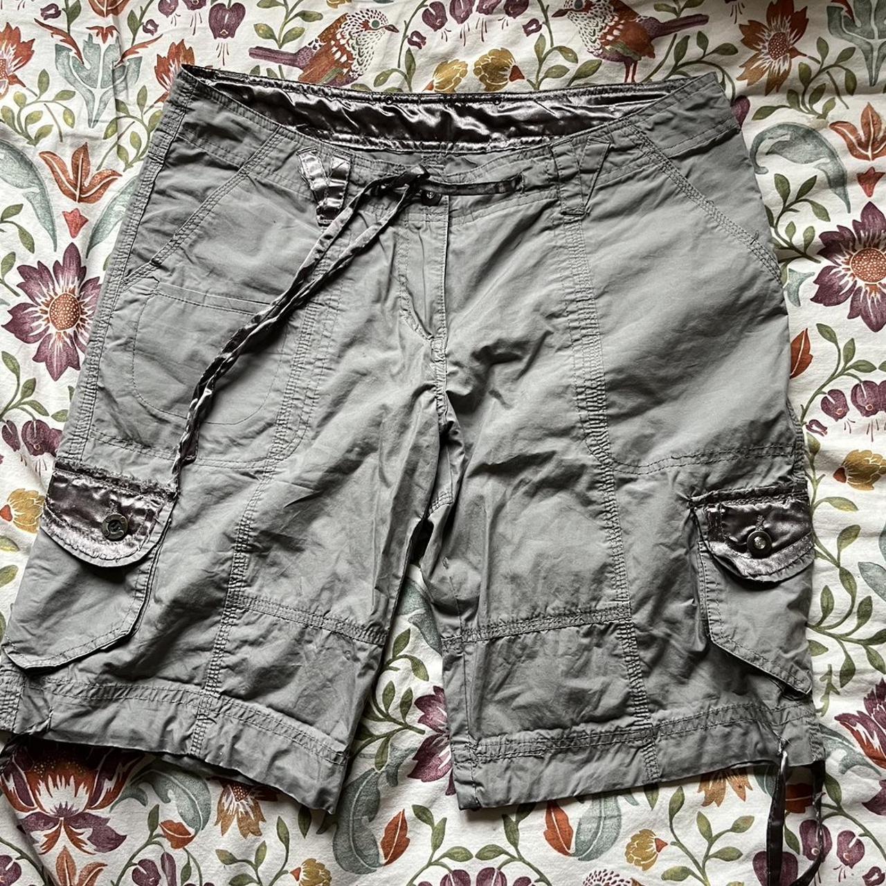 Grey long shorts Exposed stitching and drawstring... - Depop