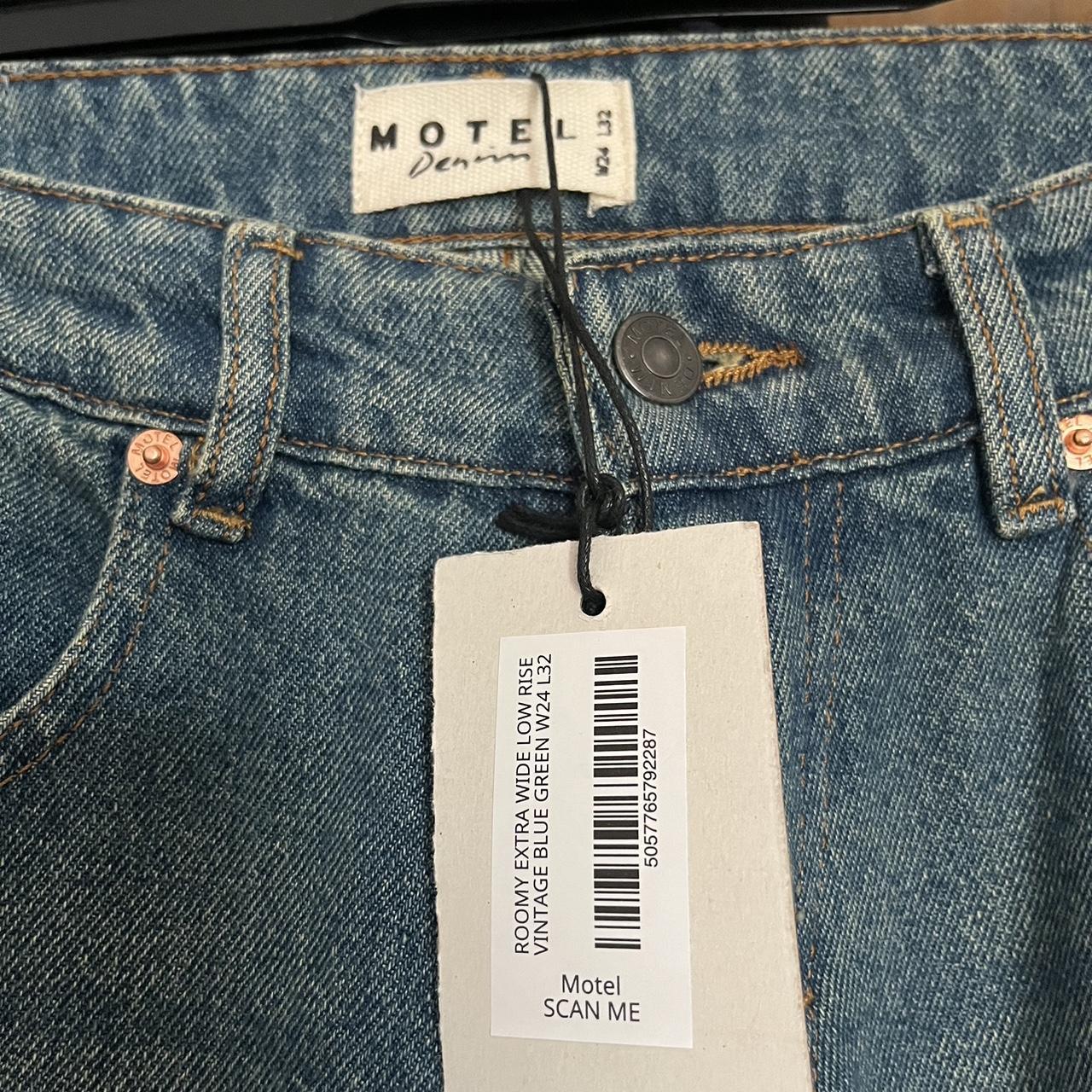 Motel roomy low rise jeans w24 l32 in vintage blue... - Depop