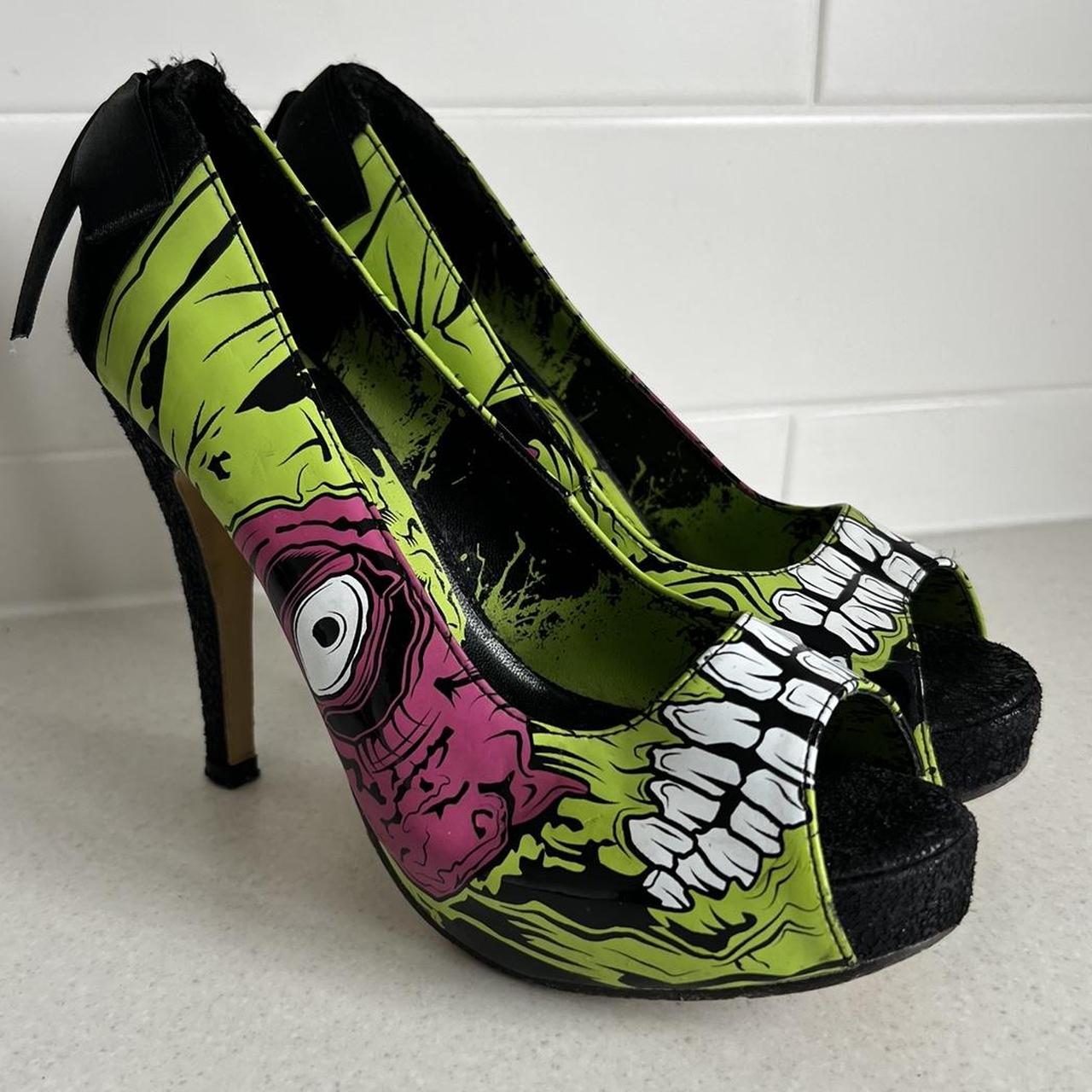 Iron Fist Zombie Peep Toe Platform Heels in Lime... - Depop