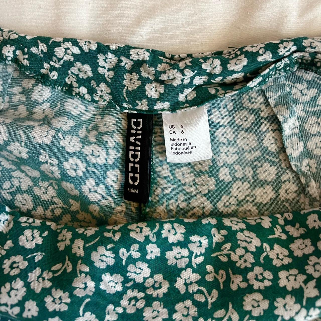 H&M - Dark Green Floral Midi Skirt gently used, just... - Depop