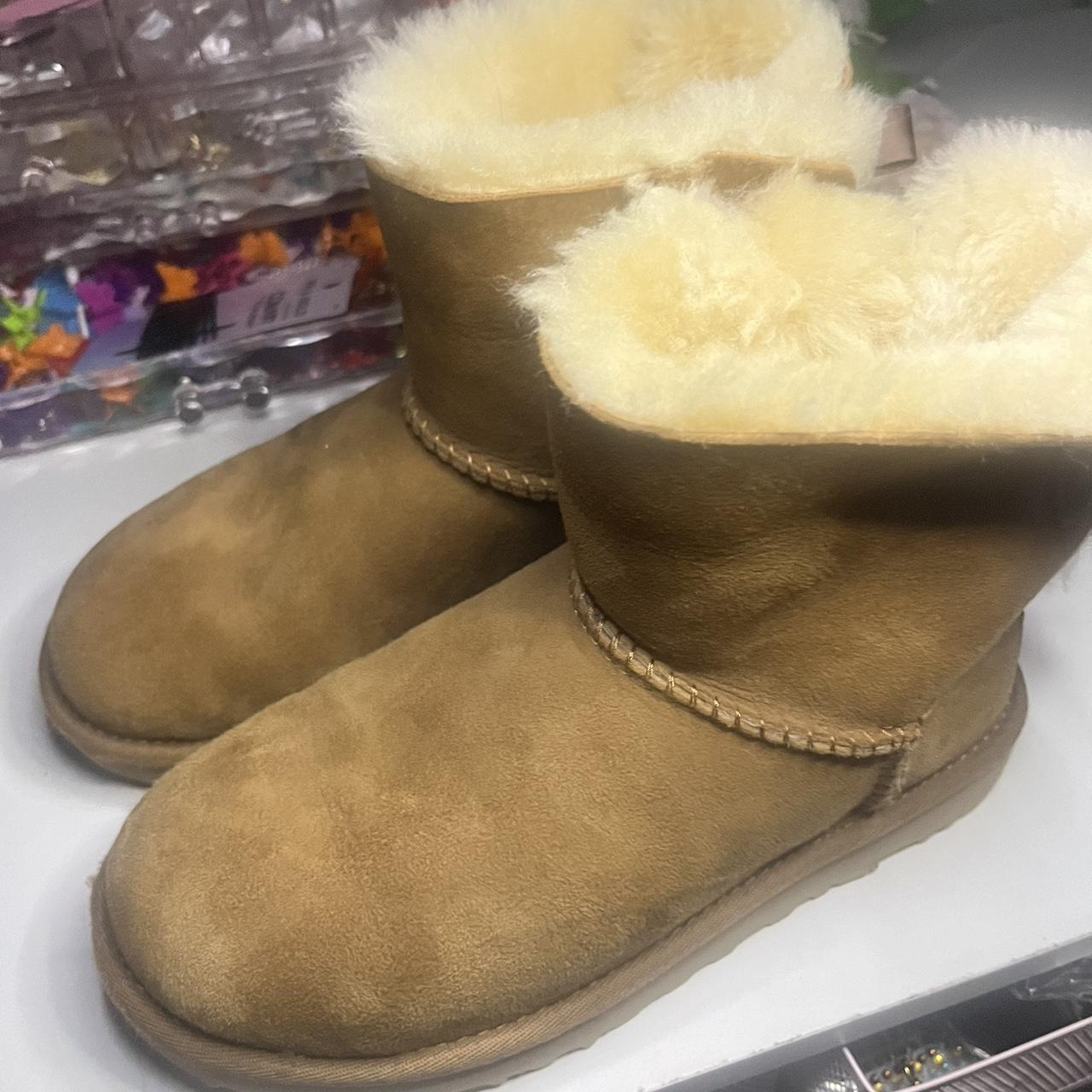 UGG Classic Short brown boots with a bow on... - Depop