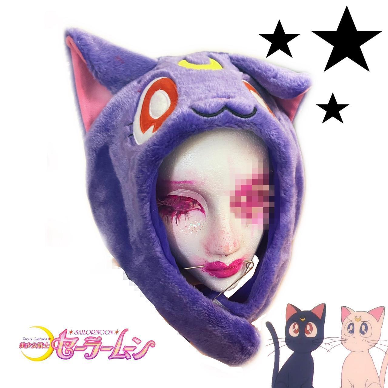 sailor moon luna hat 90s anime kawaii prices are... - Depop