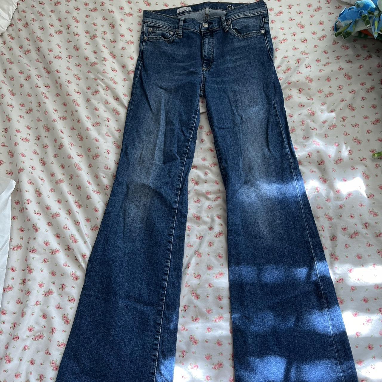 gap dark wash denim low rise wide leg jeans - Depop