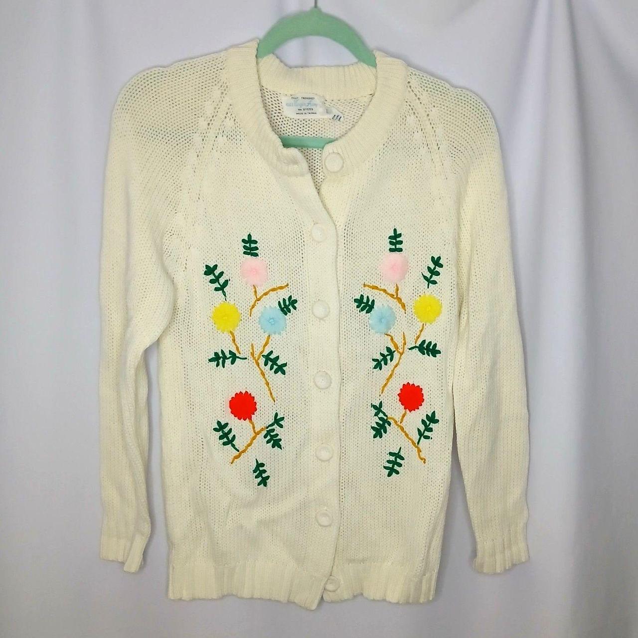 Source Unknown Women's Sweater - White/Multi - M … - image 1