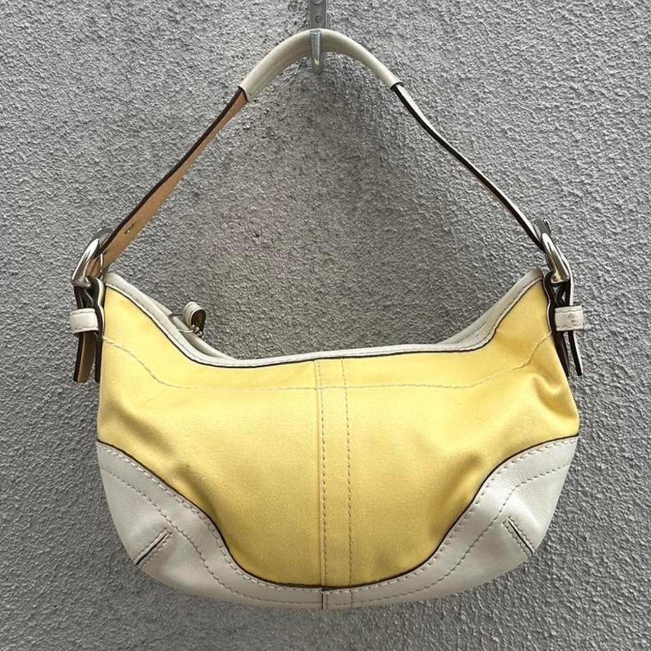 COACH Vintage Early 2000s Yellow Leather Mini Bag | Depop