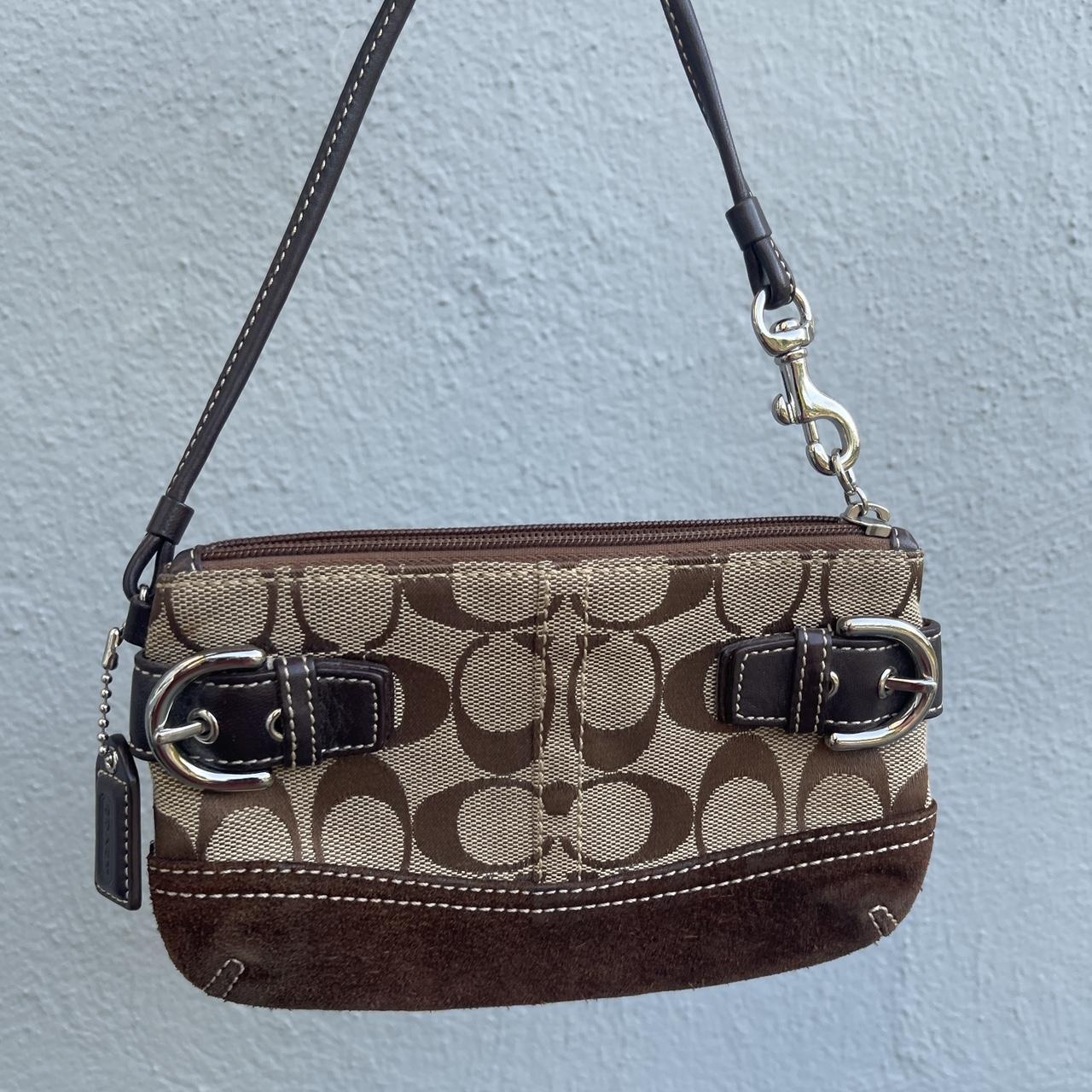 COACH Vintage Canvas Mini Bag with Mint Suede + | Depop