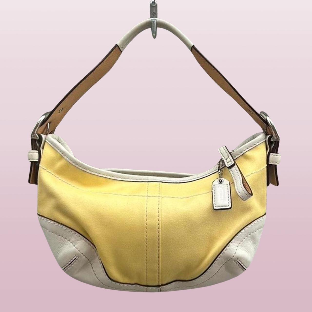 COACH Vintage Early 2000s Yellow Leather Mini Bag | Depop