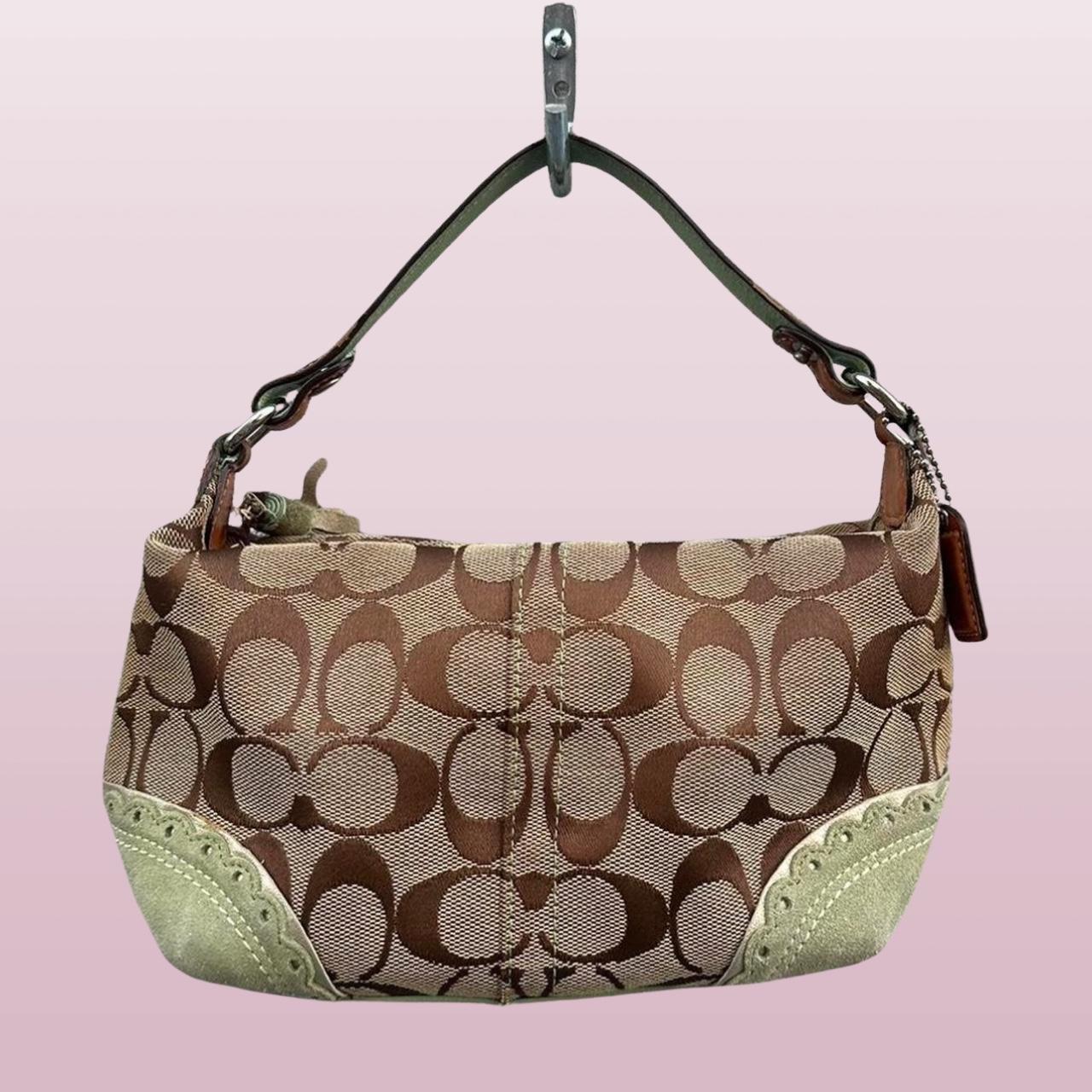 COACH Vintage Canvas Mini Bag with Mint Suede + | Depop