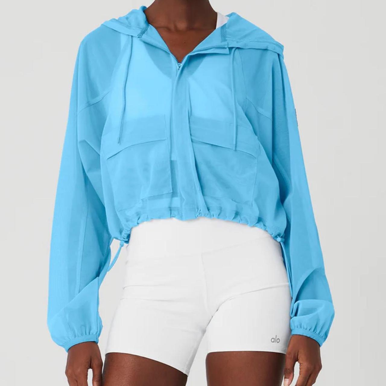 Alo Yoga Mesh Sheer Bliss Jacket in Azure Blue Depop