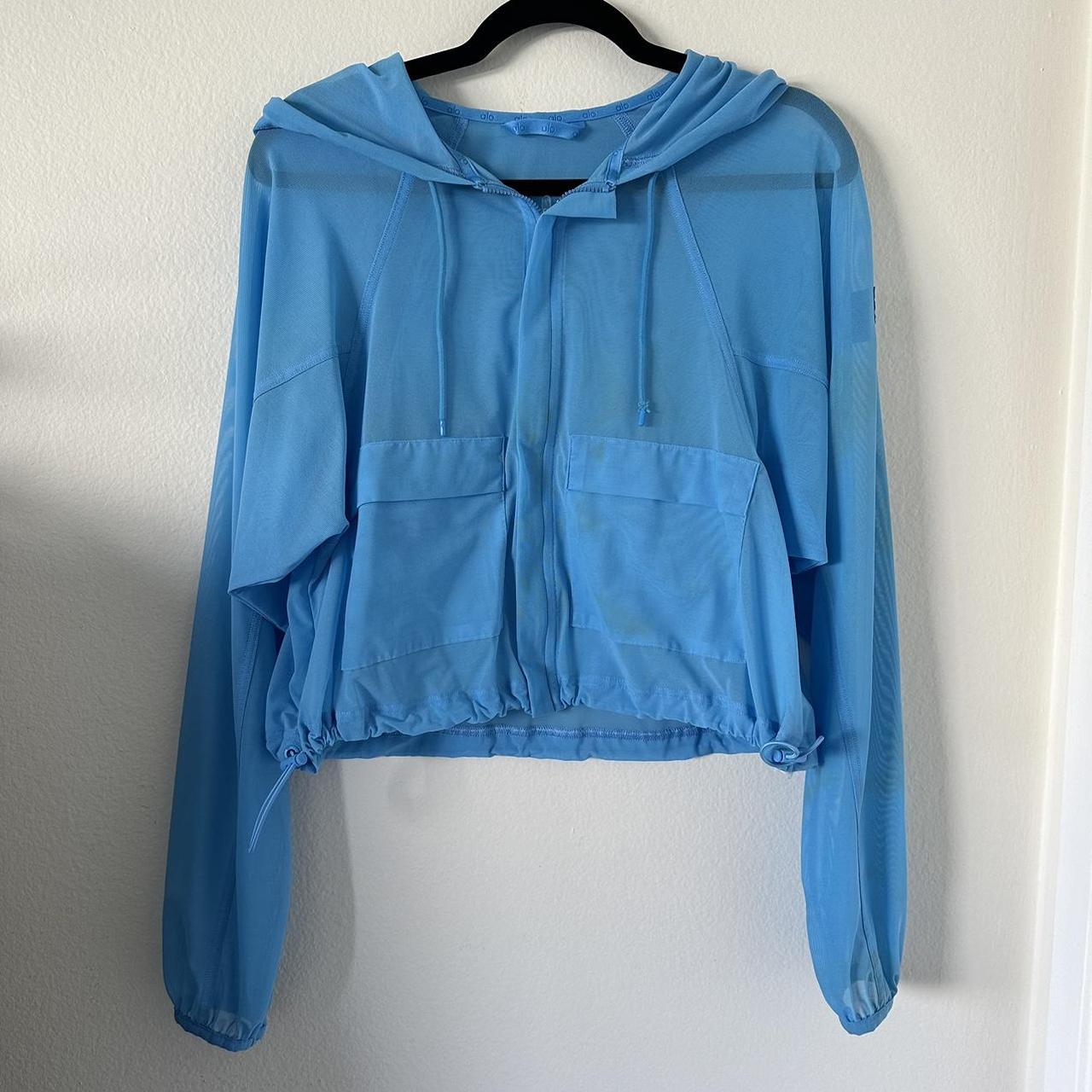 Alo Yoga Mesh Sheer Bliss Jacket in Azure Blue Depop