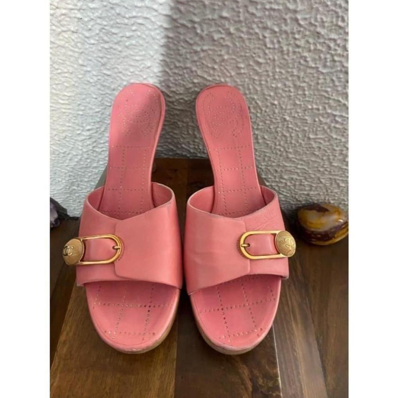 Chanel store pink mules