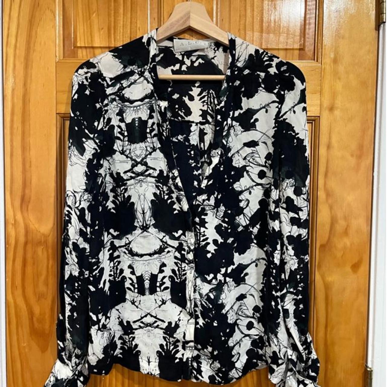 Women's Blouse - Black - XS – Women's A.L.C White and Black Abstract Pure …
